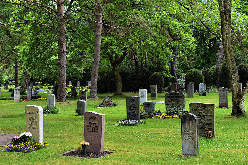 Graveyard with tombstones