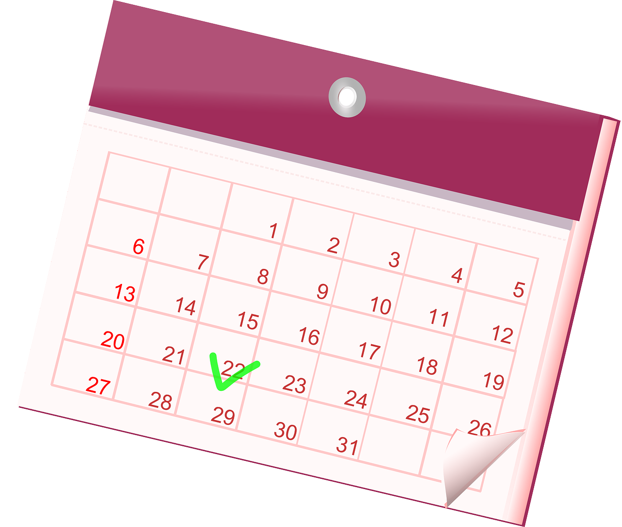 illustration of a generic calendar with a date checked off