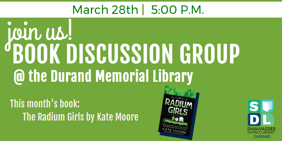 Book discussion March 28 at 5 p.m. at Durand Memorial Library The Radium Girls