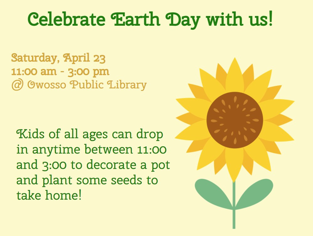plant sunflowers at the library for Earth Day