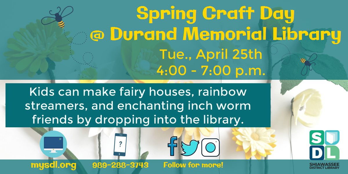 Image of Spring Craft Day for Kids April 25 from 2 to 7 p.m.