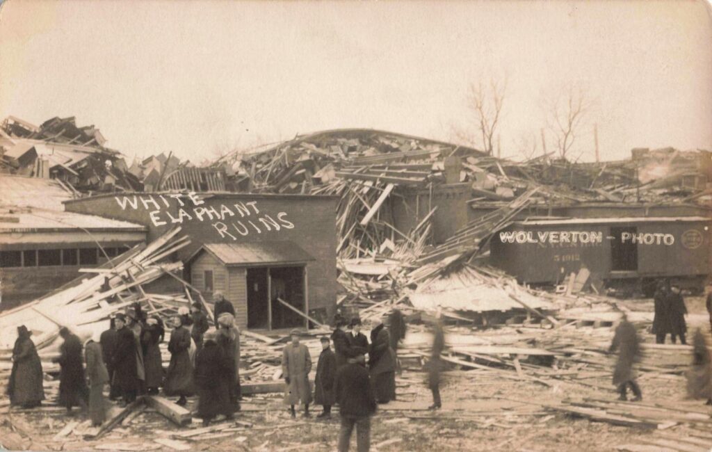 Historical image of destruction caused by 1911 Owosso Tornado