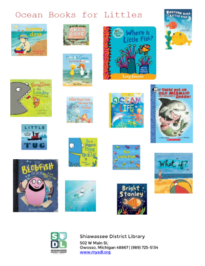 Ocean Books for Littles. Various book covers featuring oceanic themes.