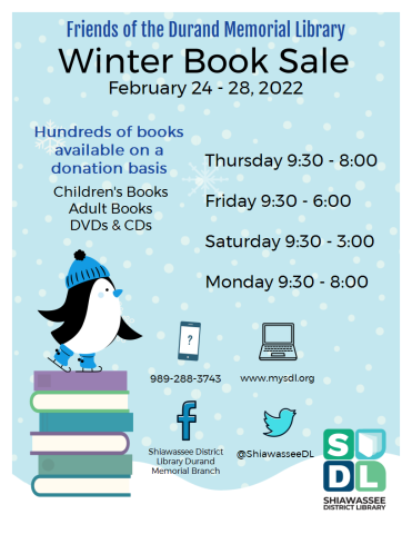 Friends of the Library Used Book sale Feb. 24-28 at Durand Memorial Library