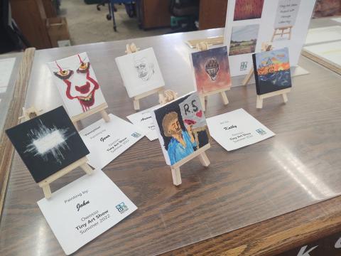 Samples from tiny art show Owosso library 