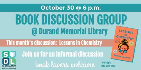 Image of book discussion group:  Lessons in Chemistry