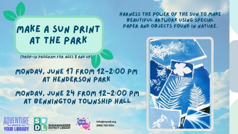 sun prints at the park with photo of samples of different prints