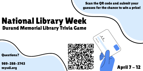 Image of National Library Week Durand Memorial Library trivia game April 7-12