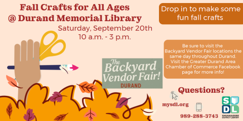 Image of Craft Day for All Ages Sep. 20 from 10 a.m. to 3 p.m.