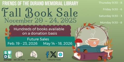 Image of Friends of the Library Fall Book Sale at Durand Memorial Library November 20 to 24